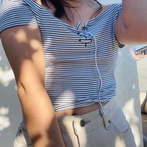 15. Me to We Y2K Fashion Striped CropTop, Size M: